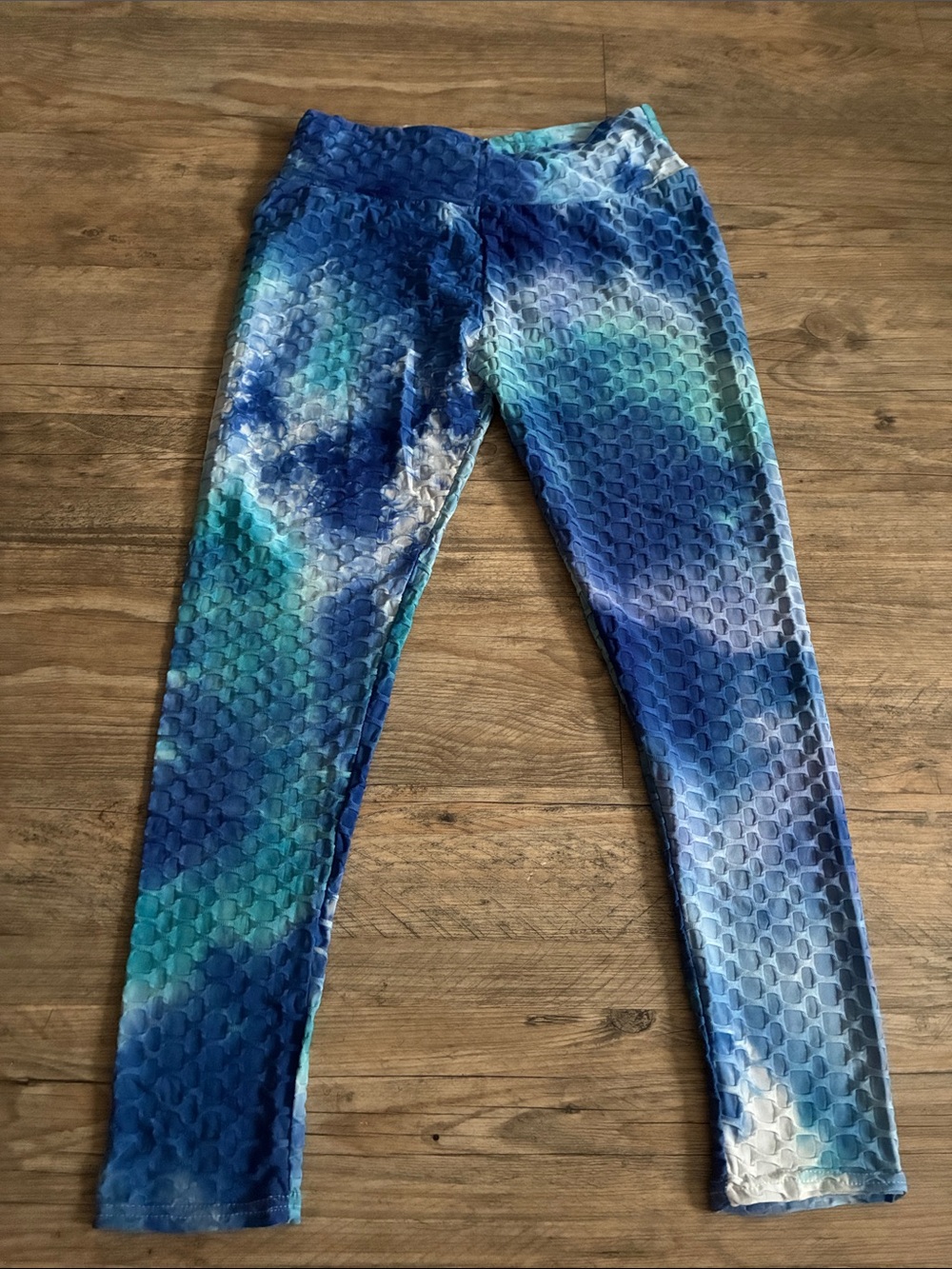 Blue Multi Textured Active Leggings